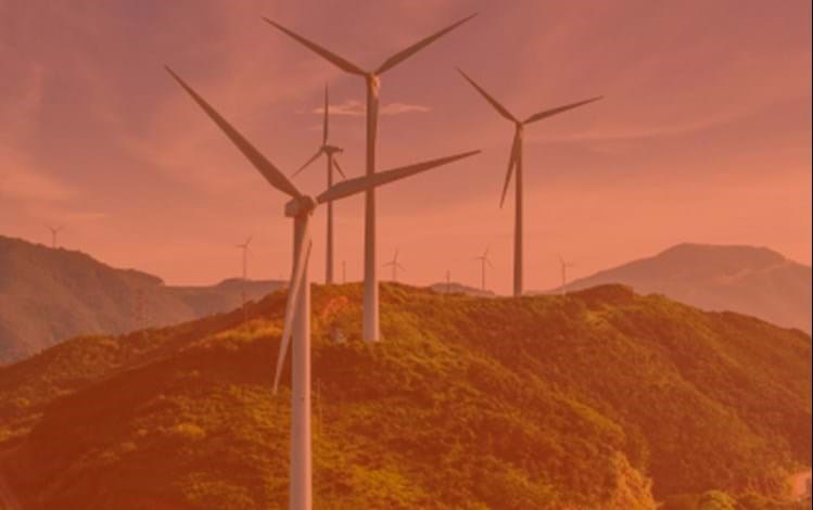 Wind turbines on hills