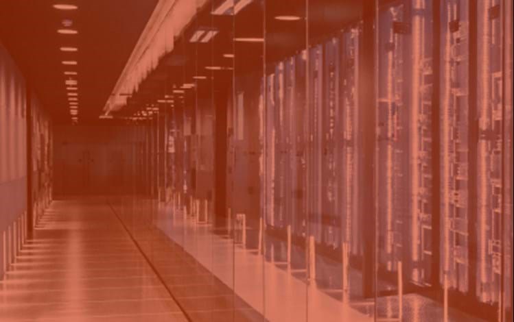 Data center in server room with server racks